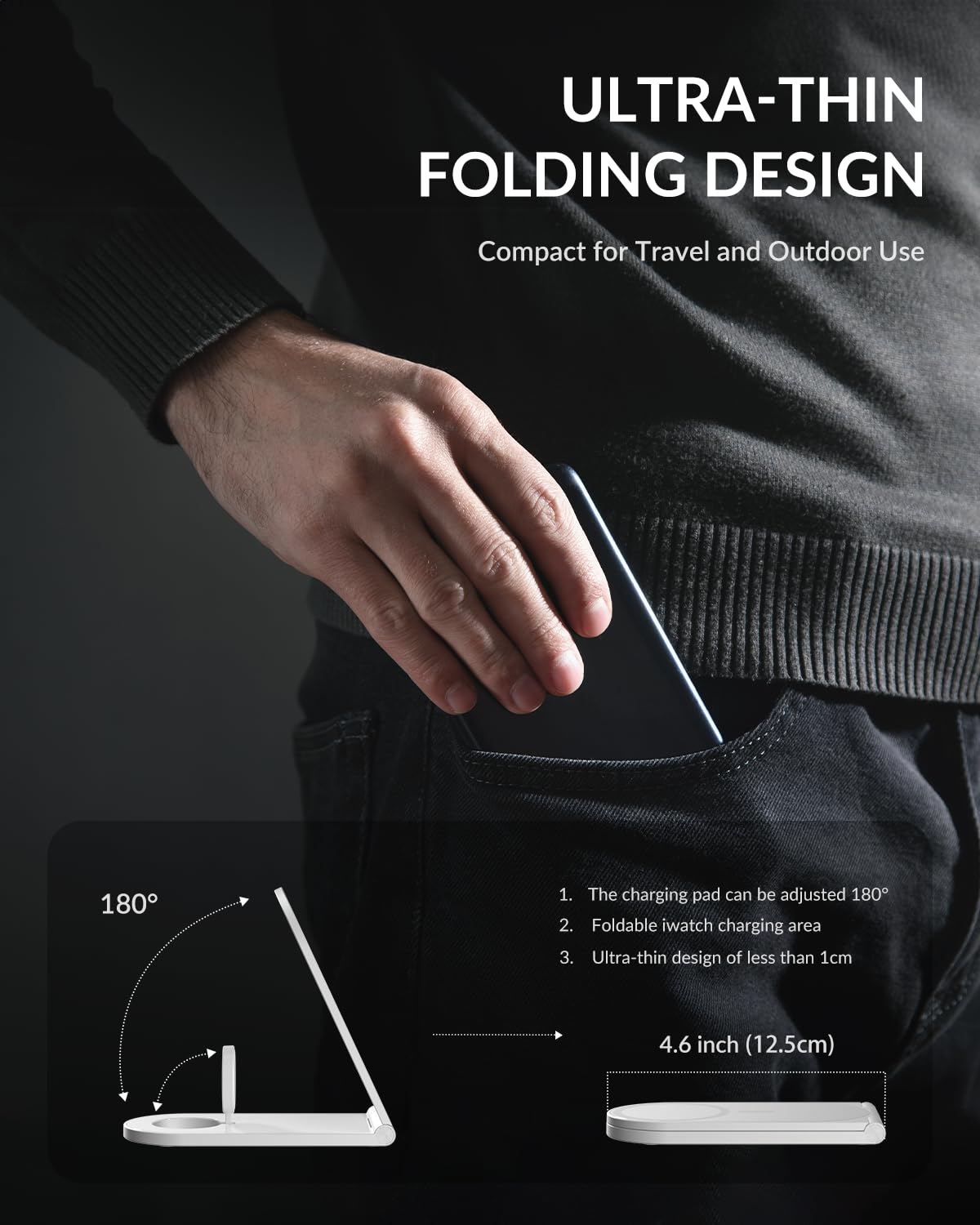 3-In-1 Wireless Charging Station for Apple Magsafe Charger - White Foldable & Portable Wireless Charger