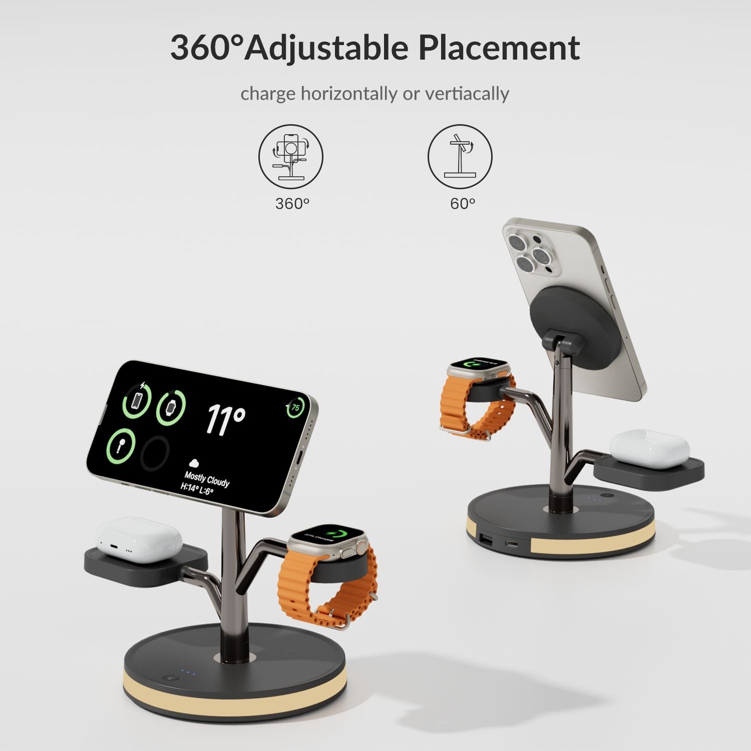 4-In-1 Wireless Charger Fast Charging with 20W PD Adapter with Night Light