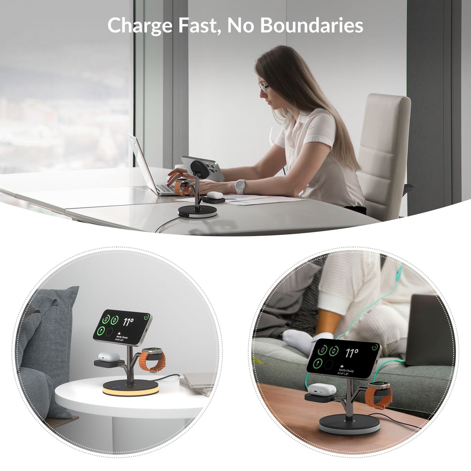 4-In-1 Wireless Charger Fast Charging with 20W PD Adapter with Night Light