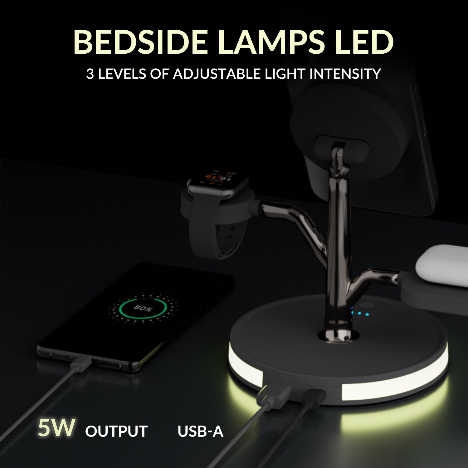 Wireless Charger Fast Charging with 20W PD Adapter with Night Light